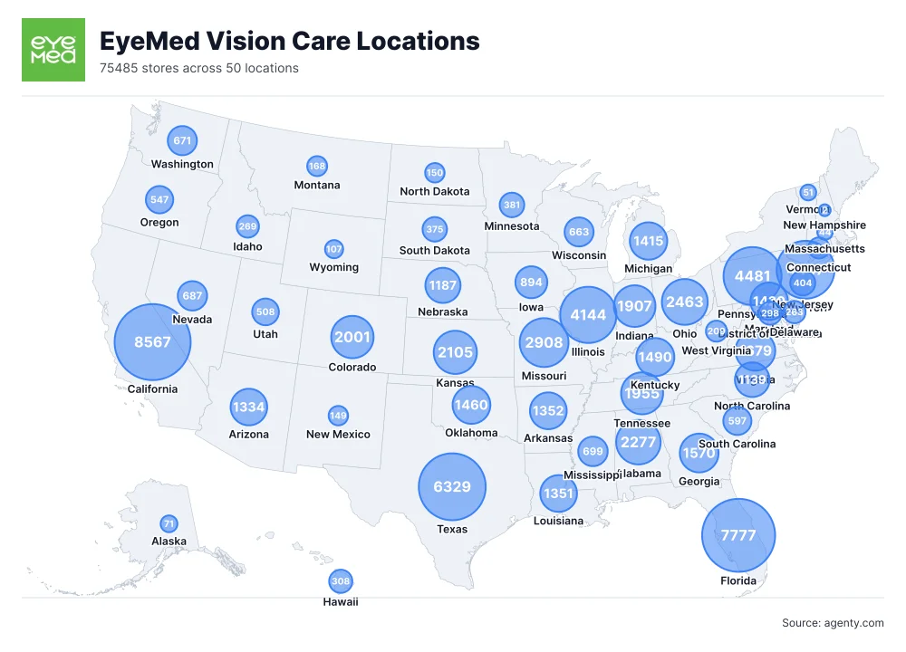 EyeMed Vision Care Locations by State/Region