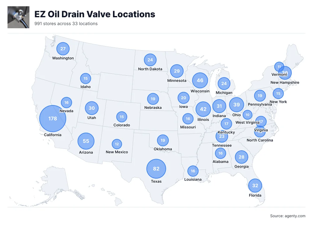 EZ Oil Drain Valve Locations by State