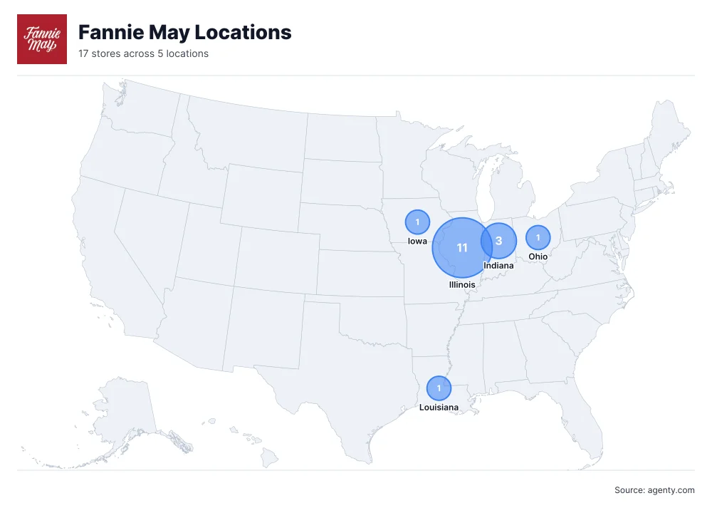 Fannie May Locations by State