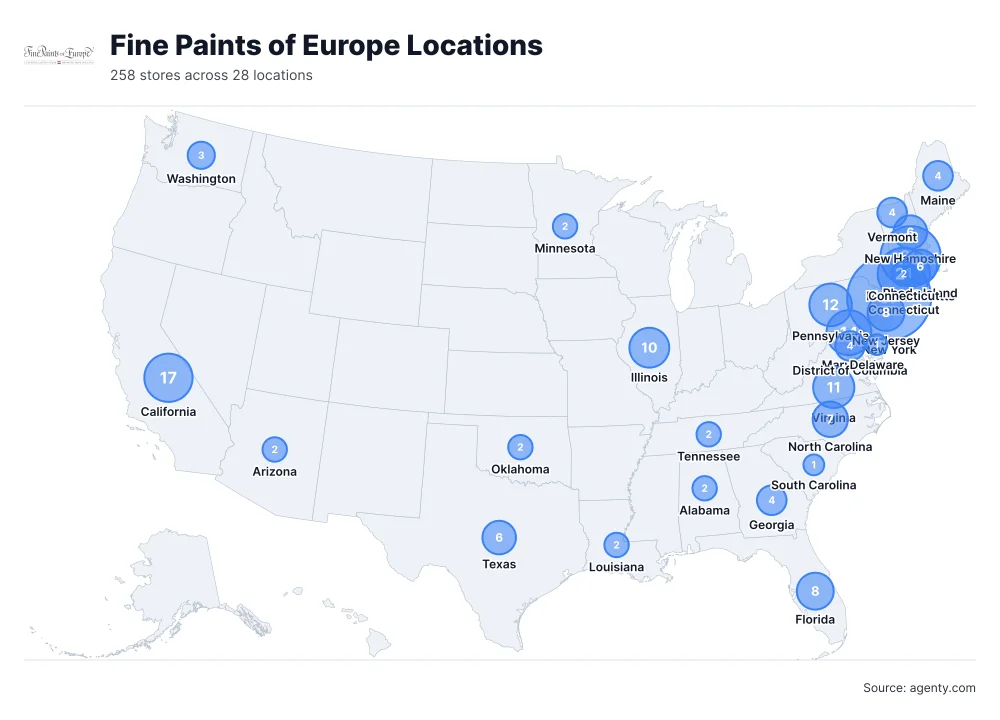 Fine Paints of Europe Locations by State/Region
