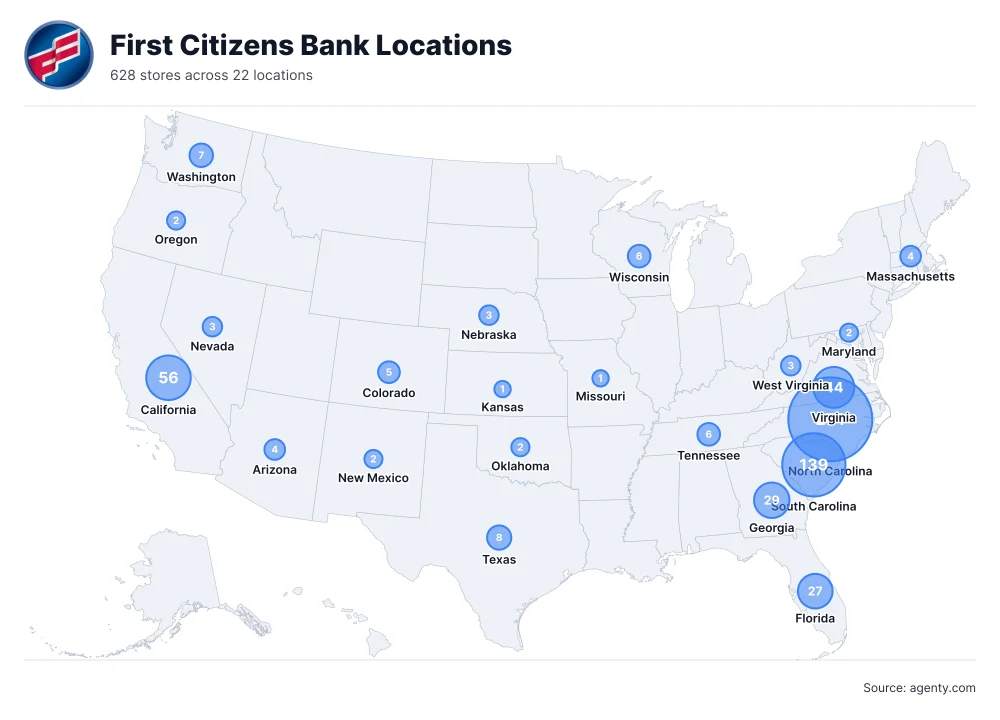First Citizens Bank Locations by State/Region
