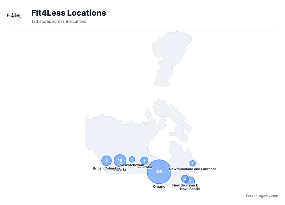 Fit4Less Locations by State/Region