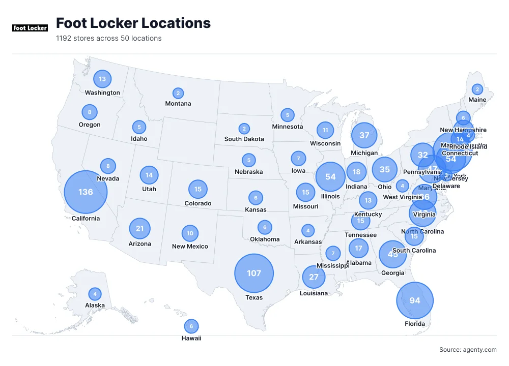 Foot Locker Locations by State