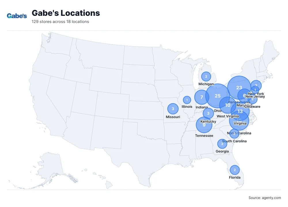 Gabe's Locations by State