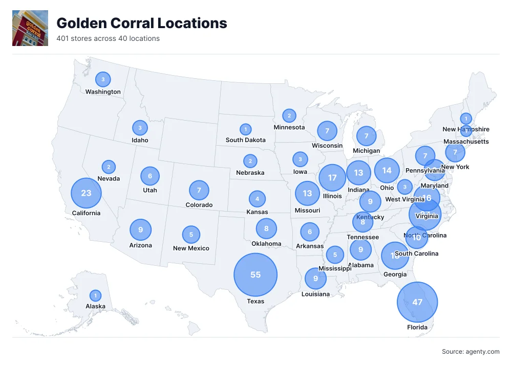 Golden Corral Locations by State/Region