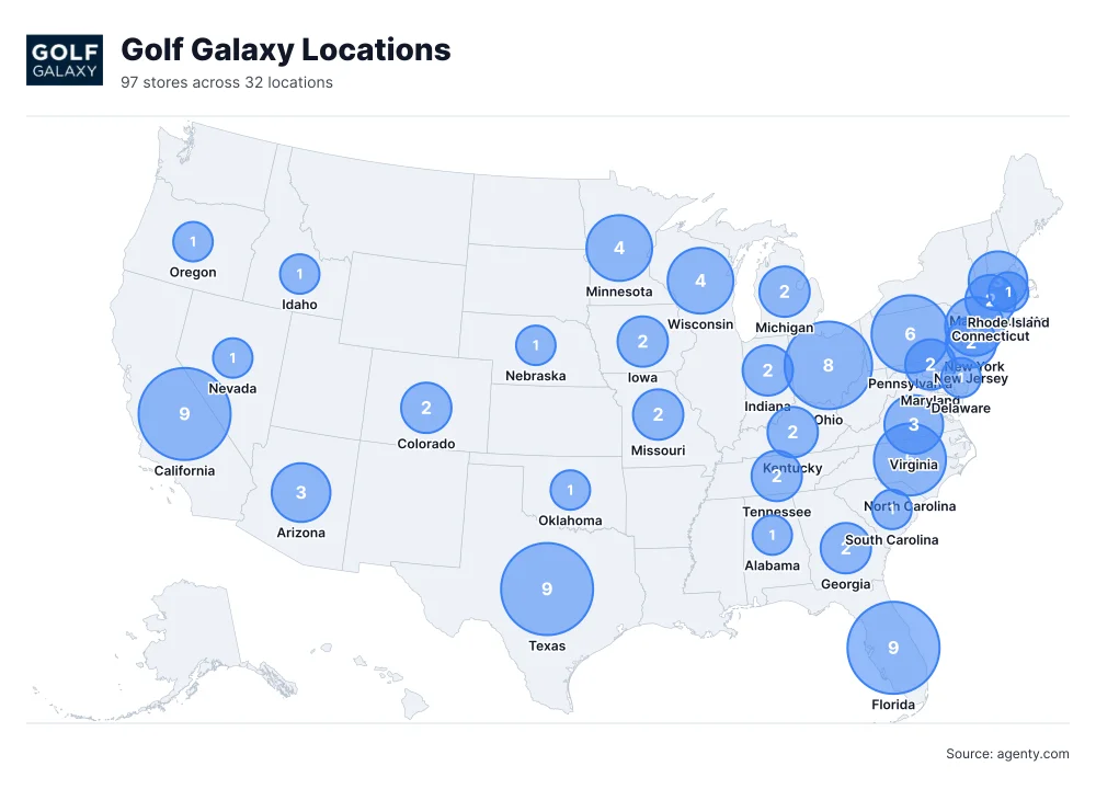 Golf Galaxy Locations by State/Region