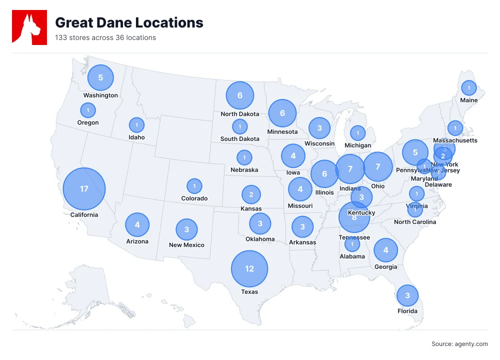 Great Dane Locations by State