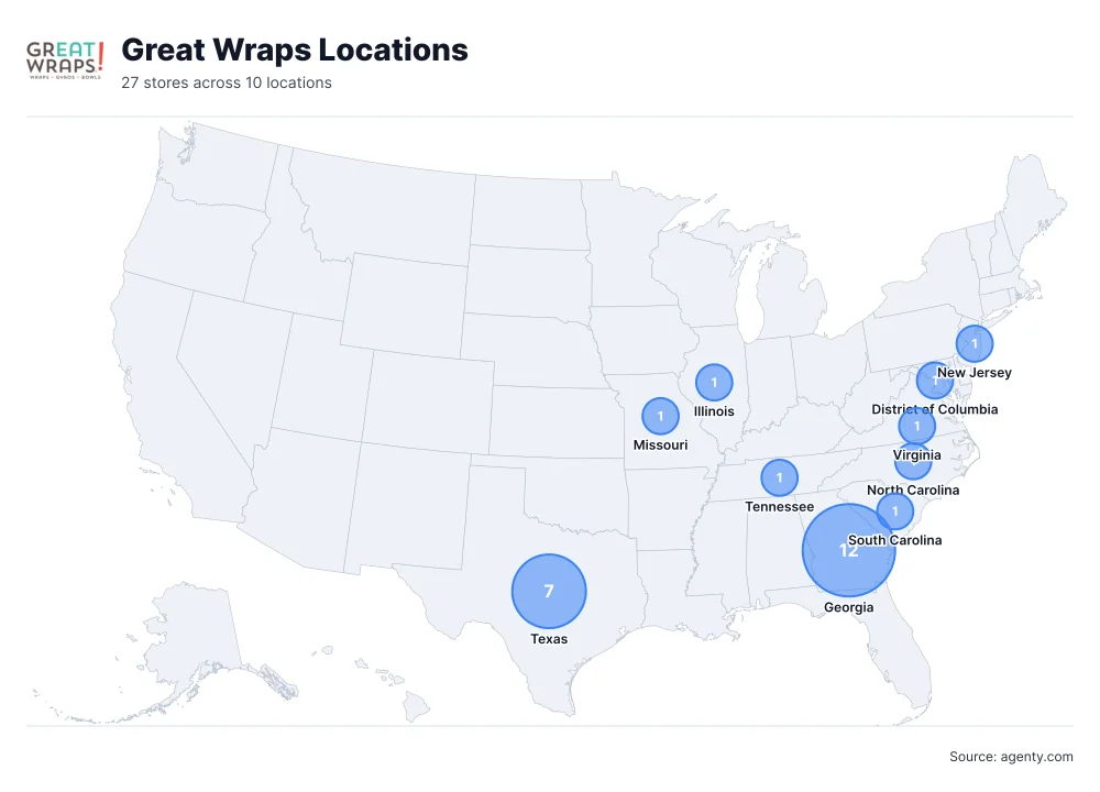 Great Wraps Locations by State