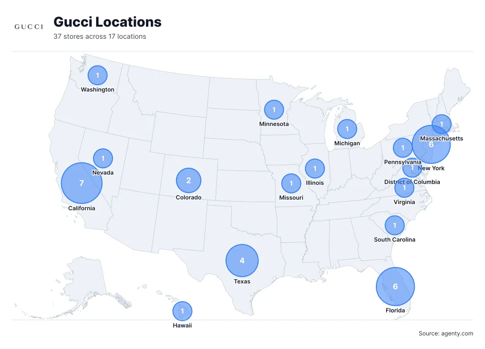 Gucci Locations by State/Region