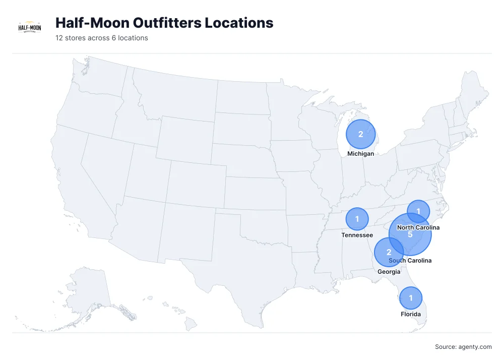 Half-Moon Outfitters Locations by State