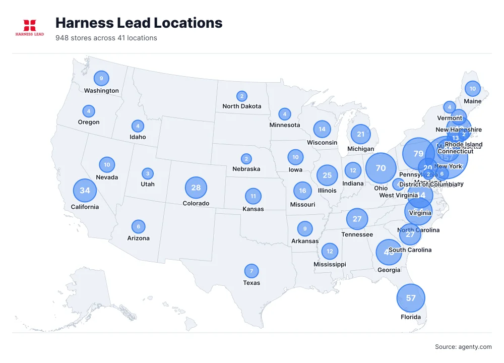 Harness Lead Locations by State/Region