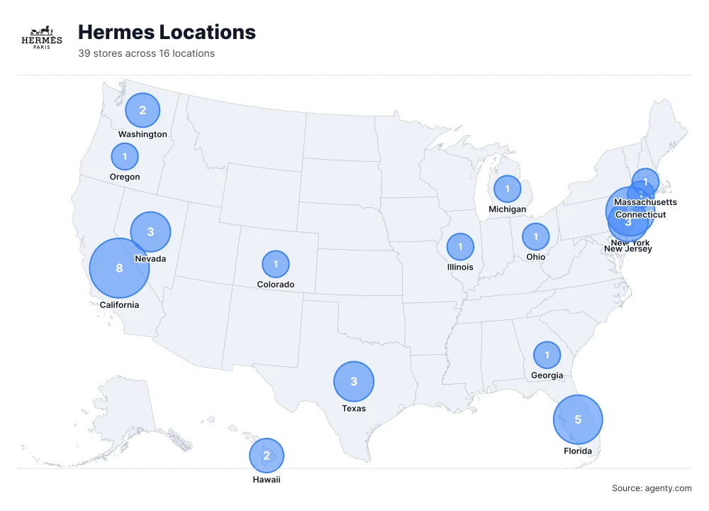 Hermes Locations by State