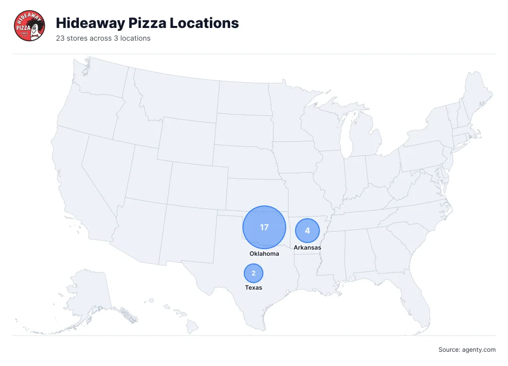 Hideaway Pizza Locations by State/Region