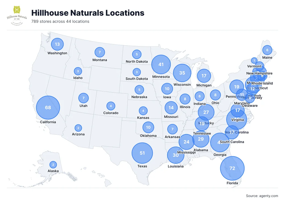 Hillhouse Naturals Locations by State