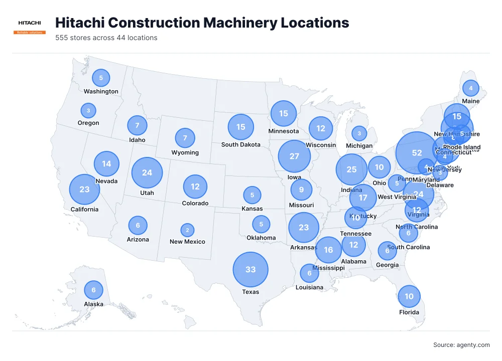 Hitachi Construction Machinery Locations by State