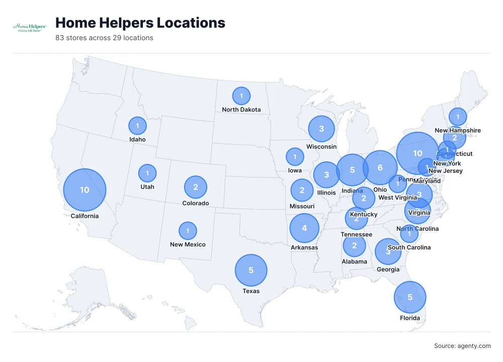Home Helpers Caregiver Locations in the USA