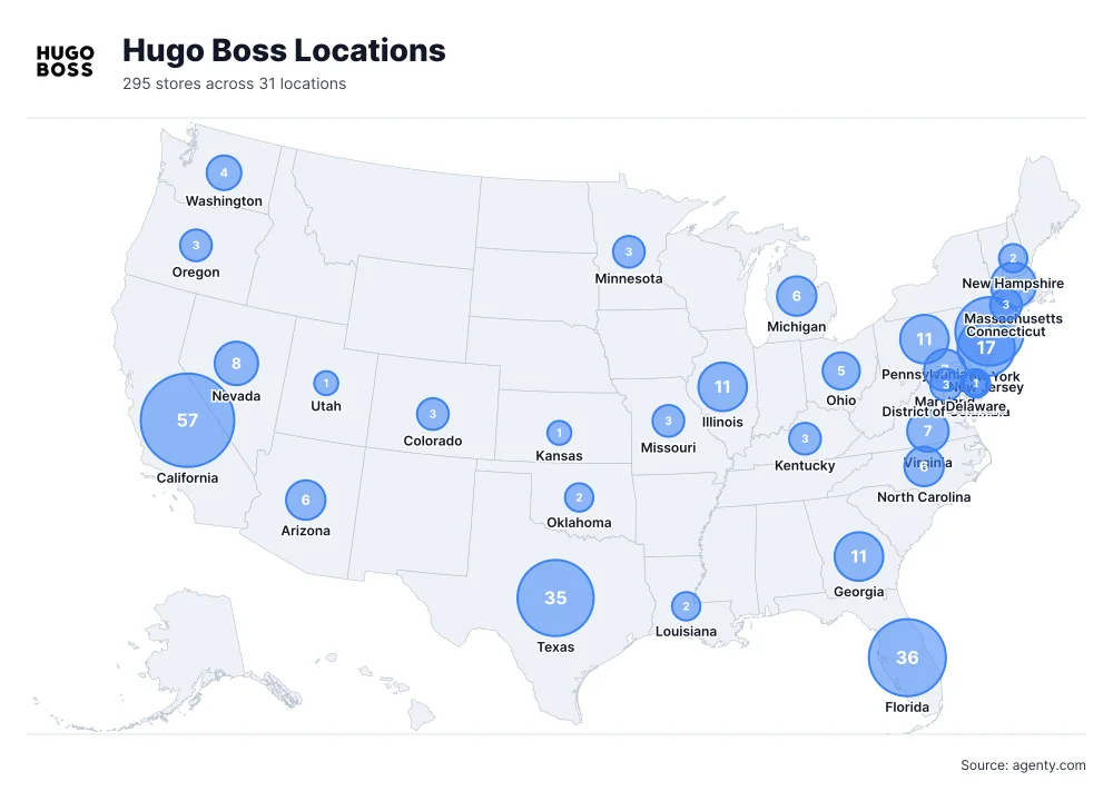 Hugo Boss Locations by State/Region