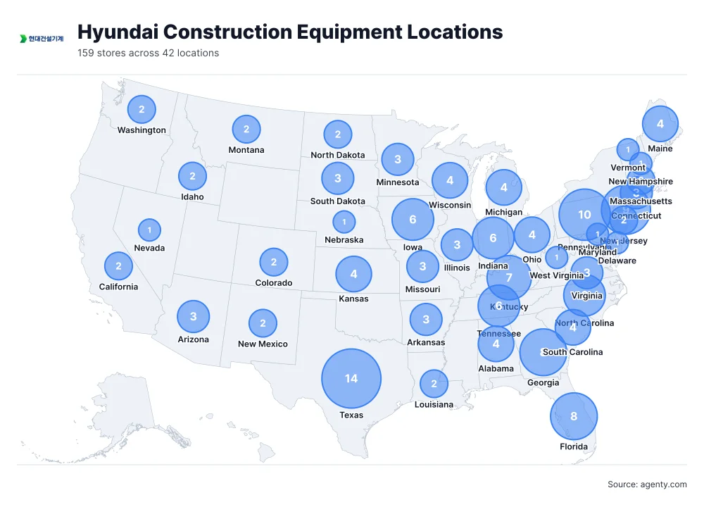 Hyundai Construction Equipment Locations by State
