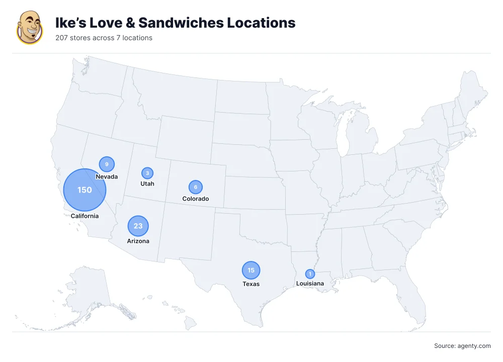 Ike’s Love & Sandwiches Locations by State
