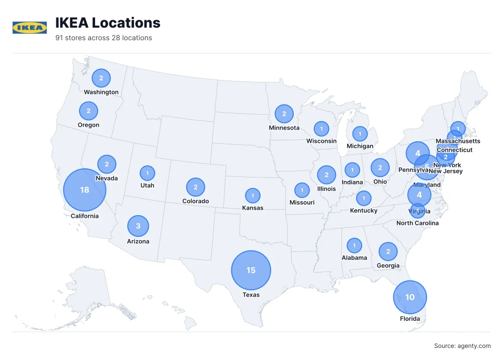 IKEA Locations by State/Region