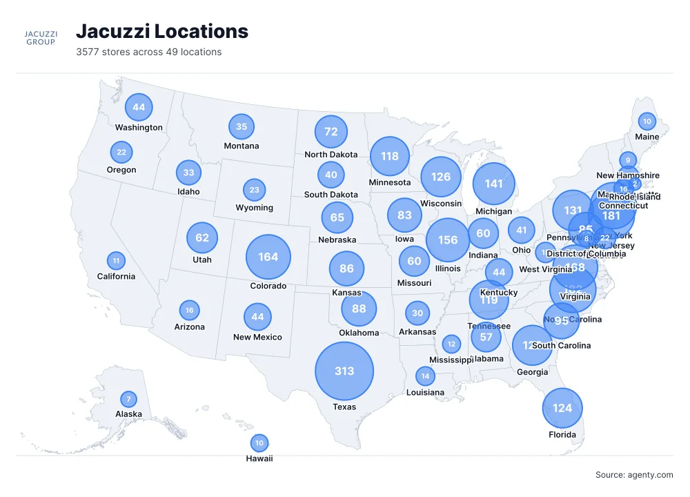 Jacuzzi Locations by State