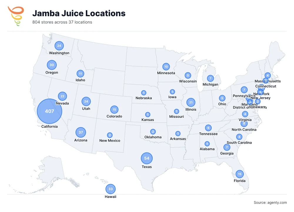 Jamba Juice Locations by State/Region