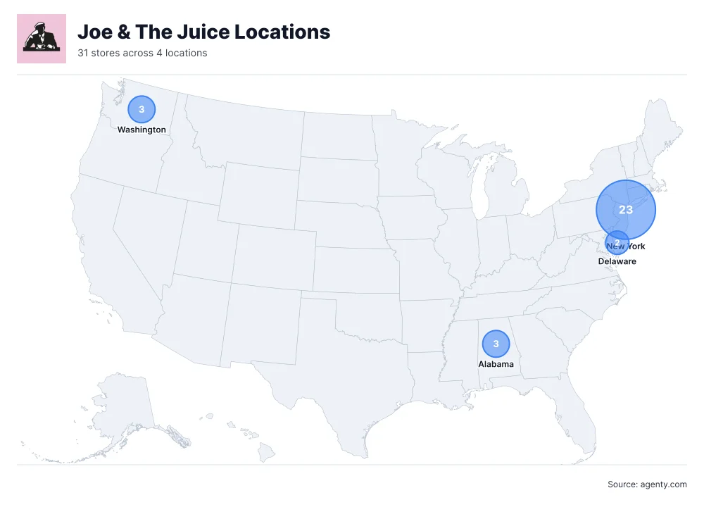 Joe & The Juice Locations by State/Region