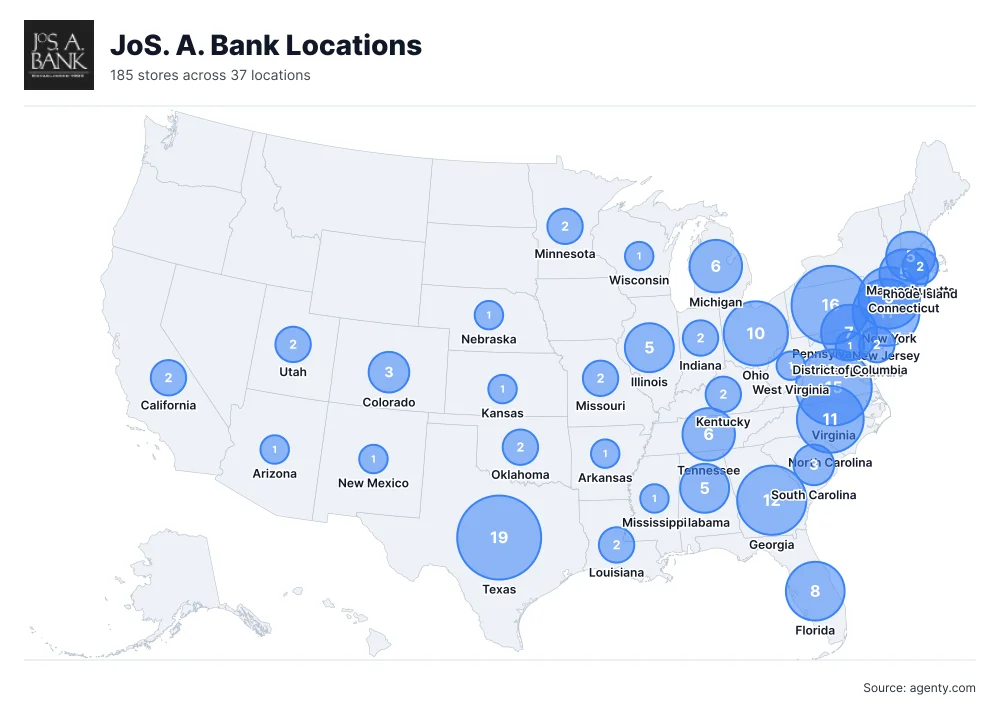 JoS. A. Bank Locations by State