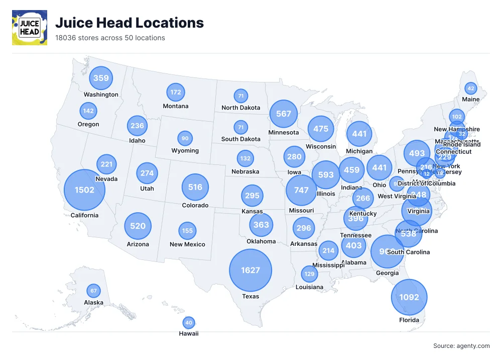 Juice Head Locations by State/Region