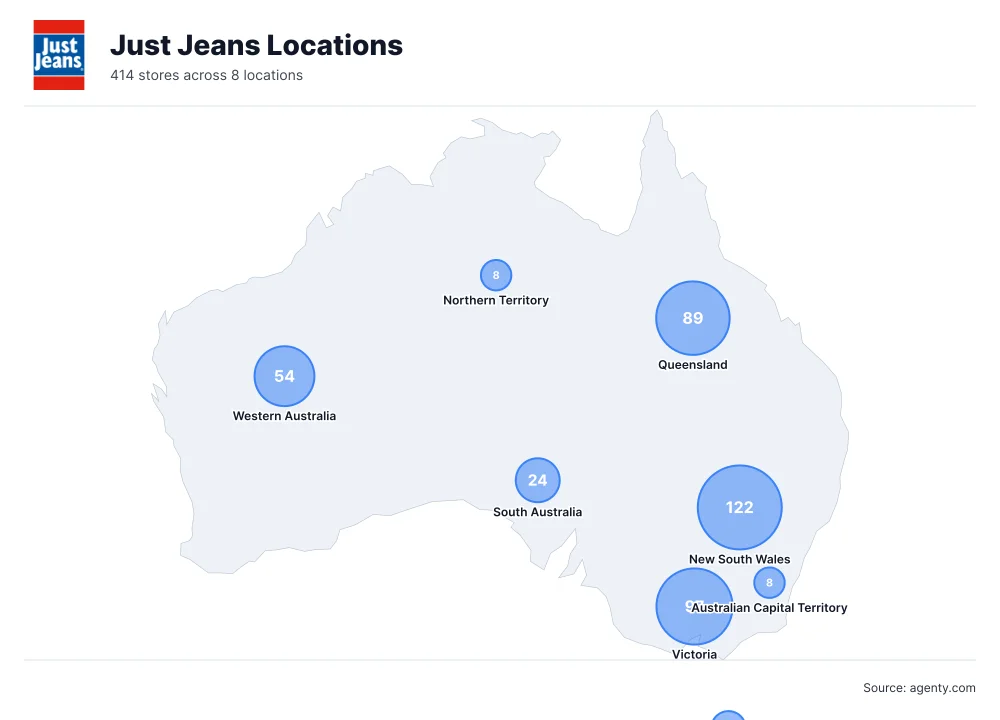 Just Jeans Locations by State/Region