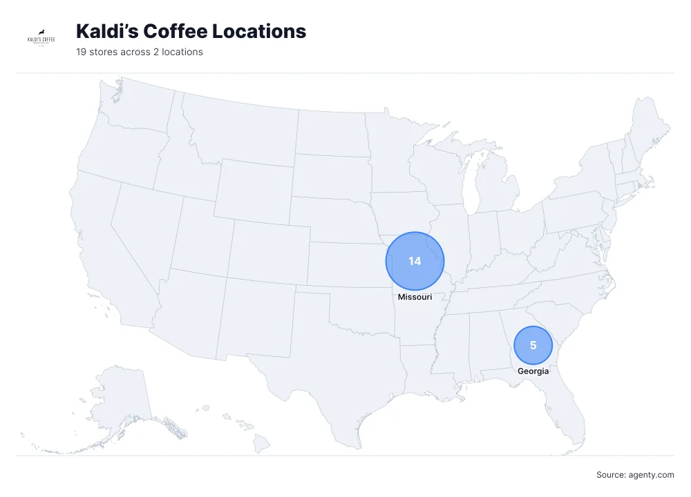 Kaldi’s Coffee Locations by State/Region