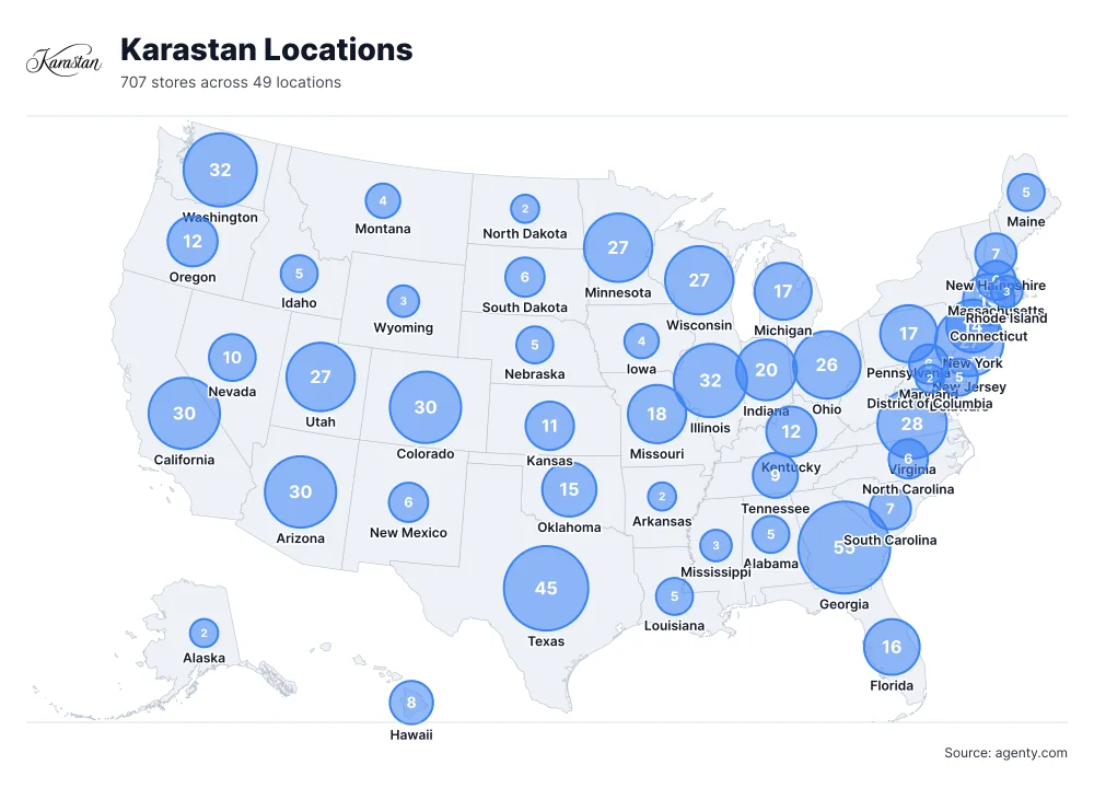 Karastan Locations by State/Region