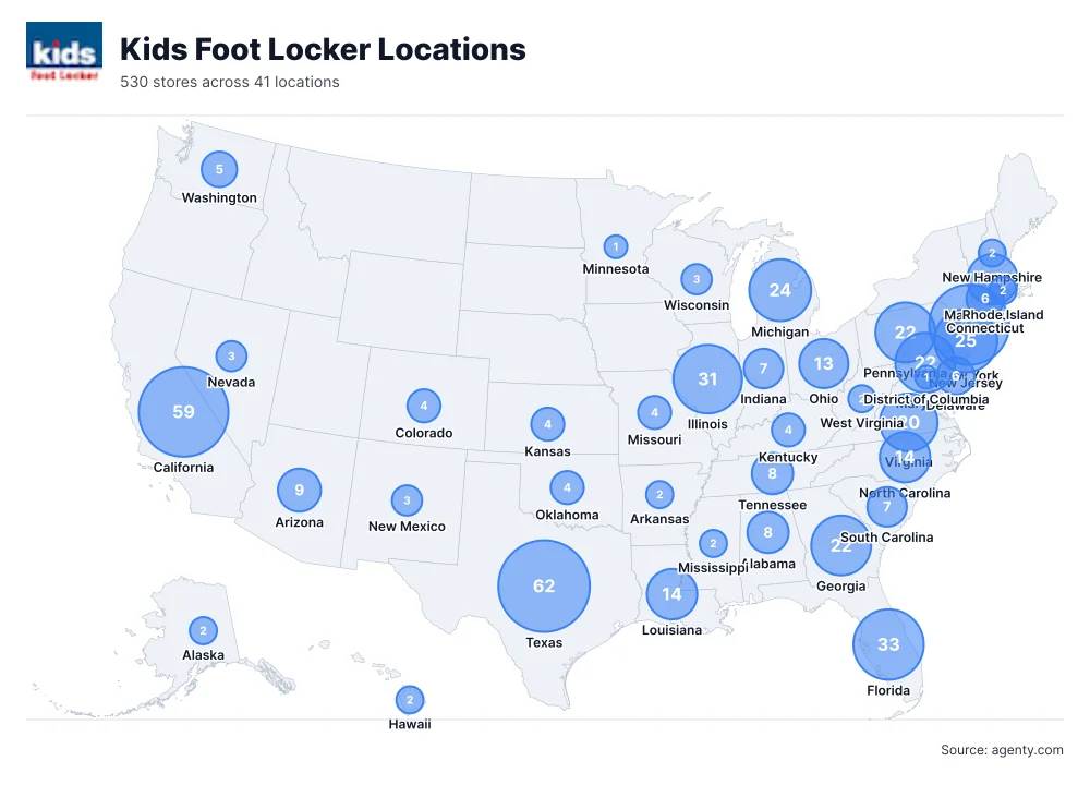 Kids Foot Locker Locations by State