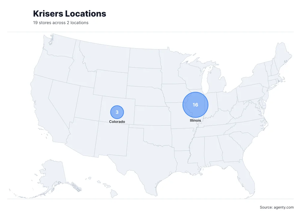 Krisers Locations by State/Region