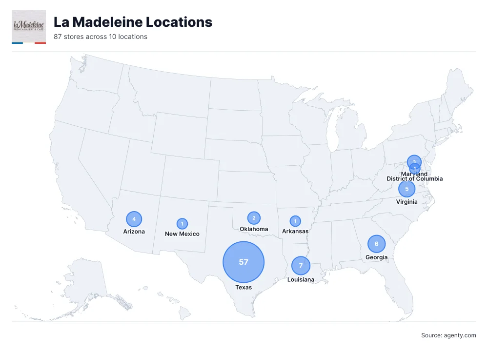 La Madeleine Locations by State/Region