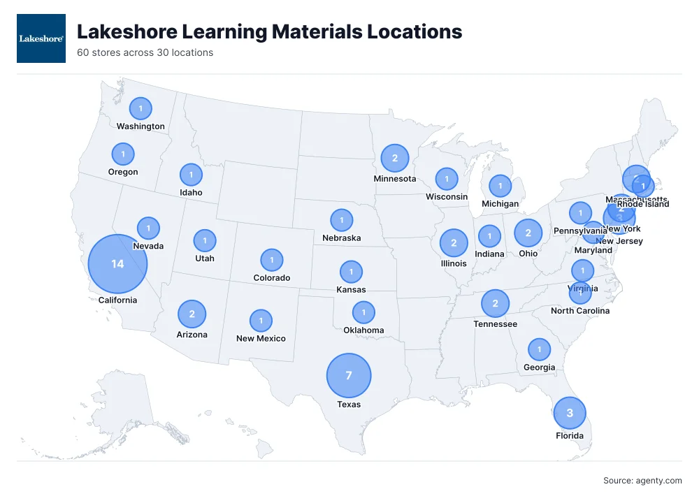 Lakeshore Learning Materials Locations by State