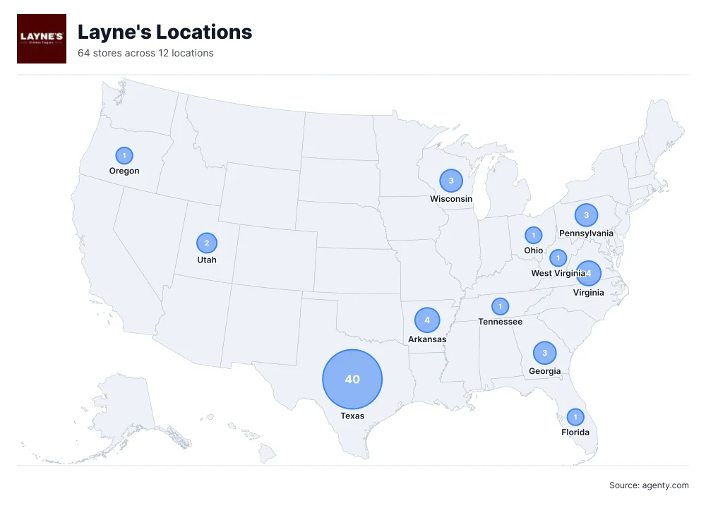 Layne's Locations by State/Region