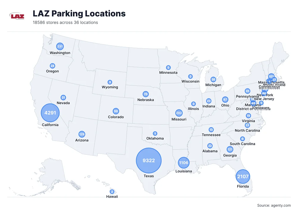 LAZ Parking Locations by State