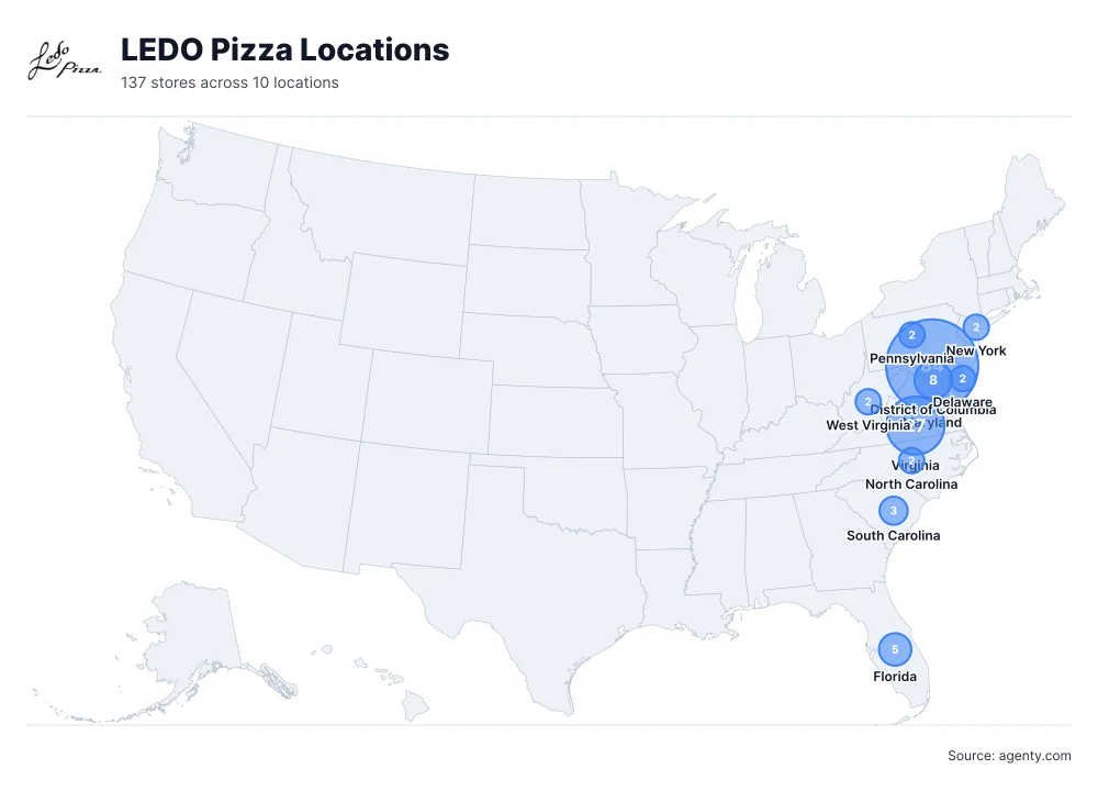 LEDO Pizza Locations by State