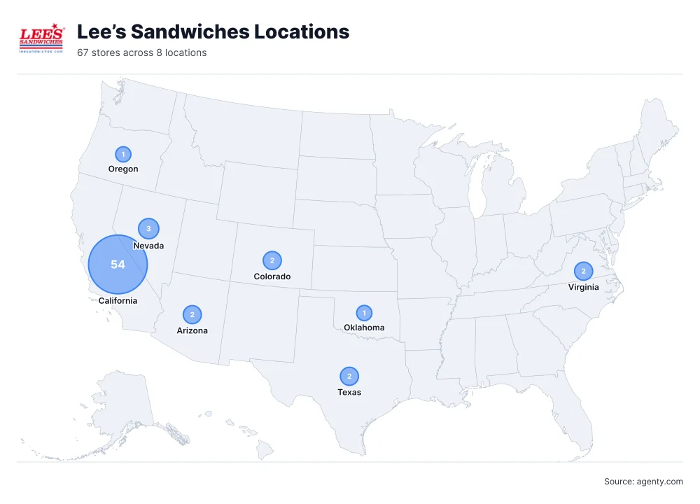 Lee’s Sandwiches Locations by State/Region