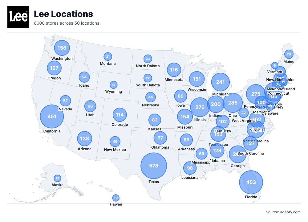 Lee Store Locations in the USA