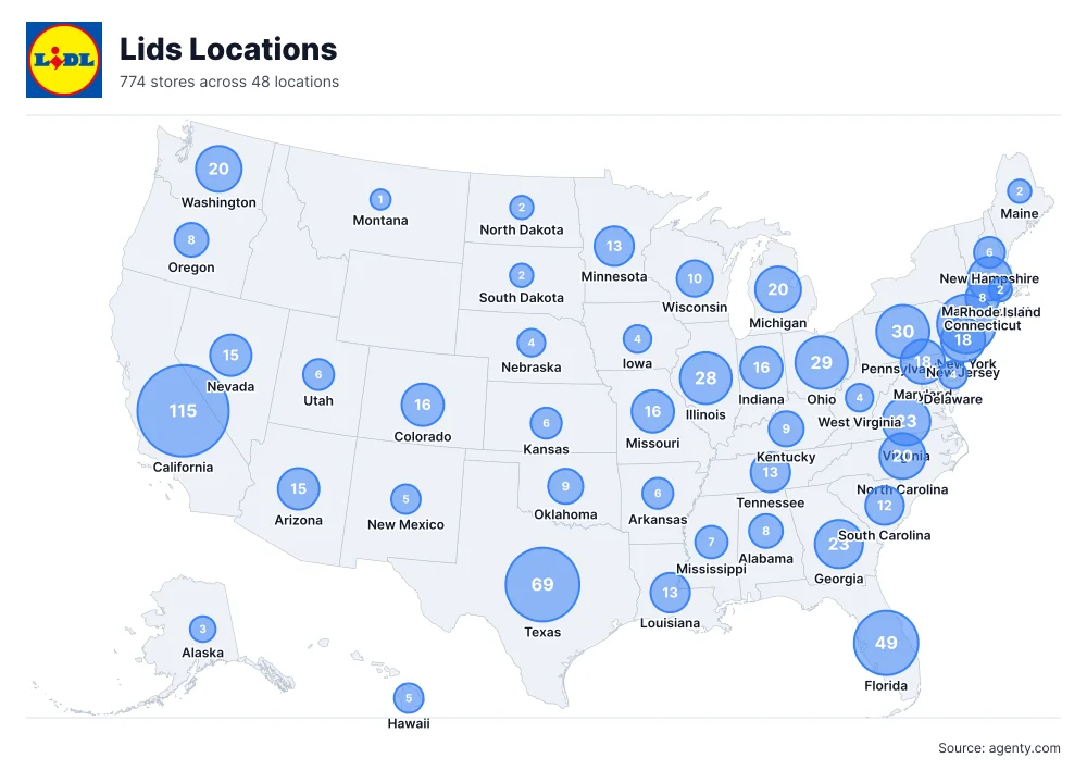 Lids Locations by State/Region