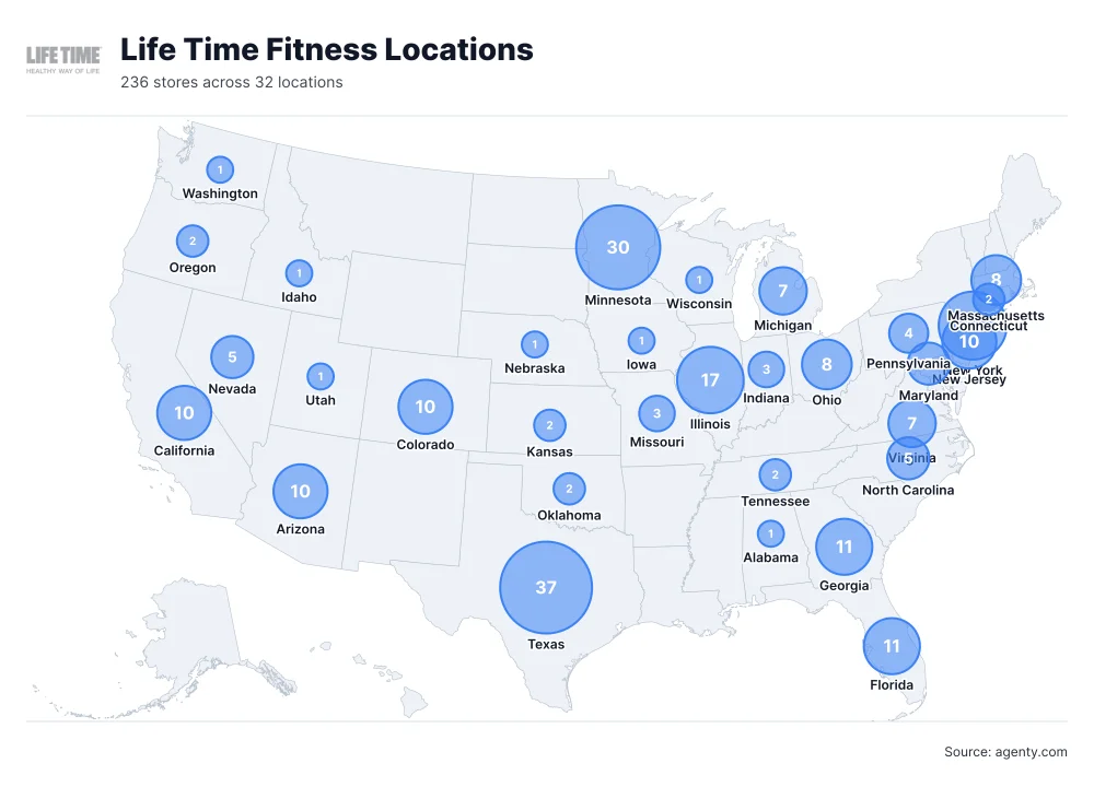 Life Time Fitness Locations by State