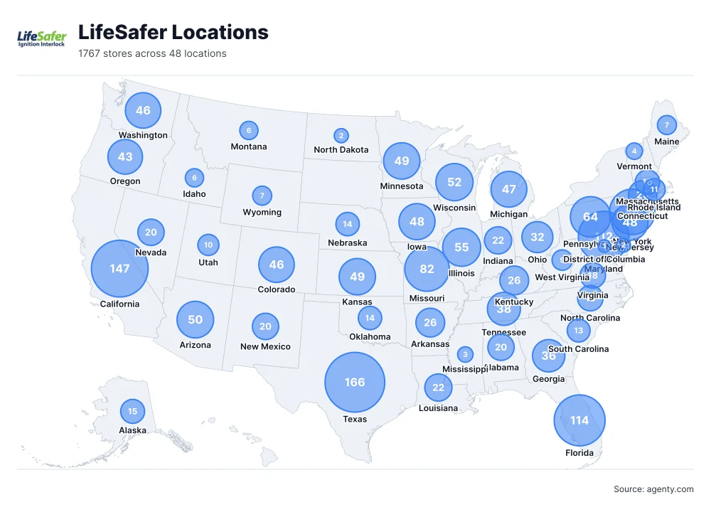 LifeSafer Locations by State/Region