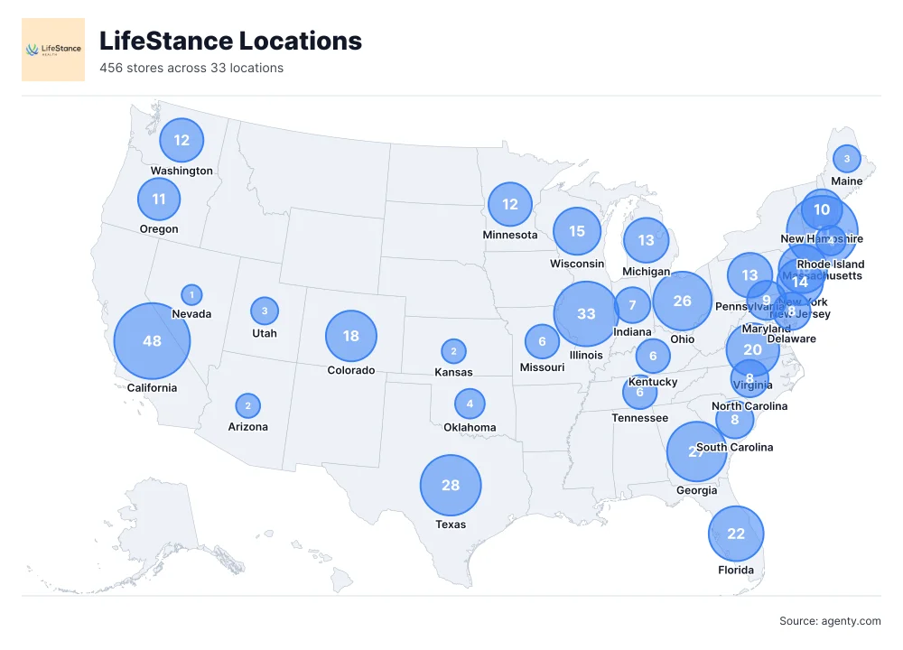 LifeStance Locations by State