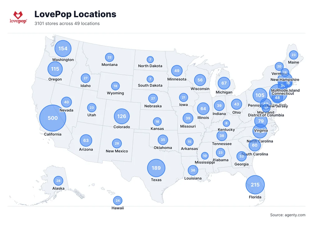 LovePop Locations by State