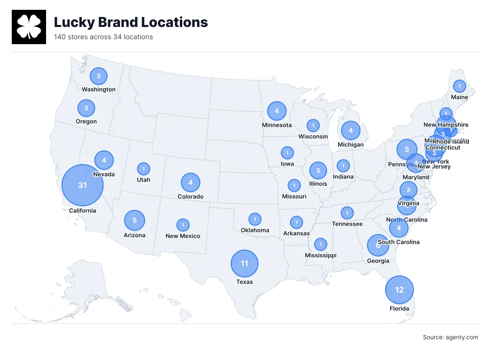 Lucky Brand Locations by State
