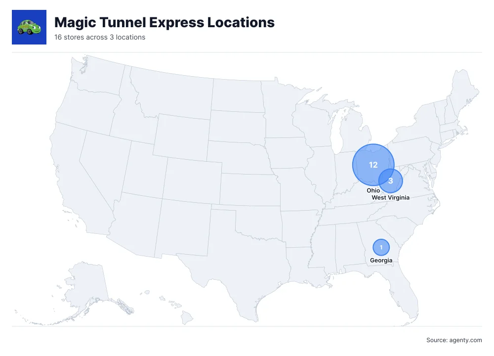 Magic Tunnel Express Locations by State/Region