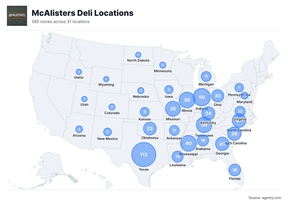 McAlisters Deli Locations by State/Region