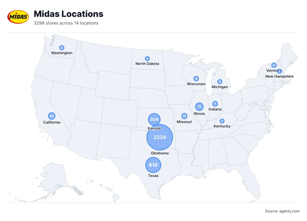 Midas Locations in USA